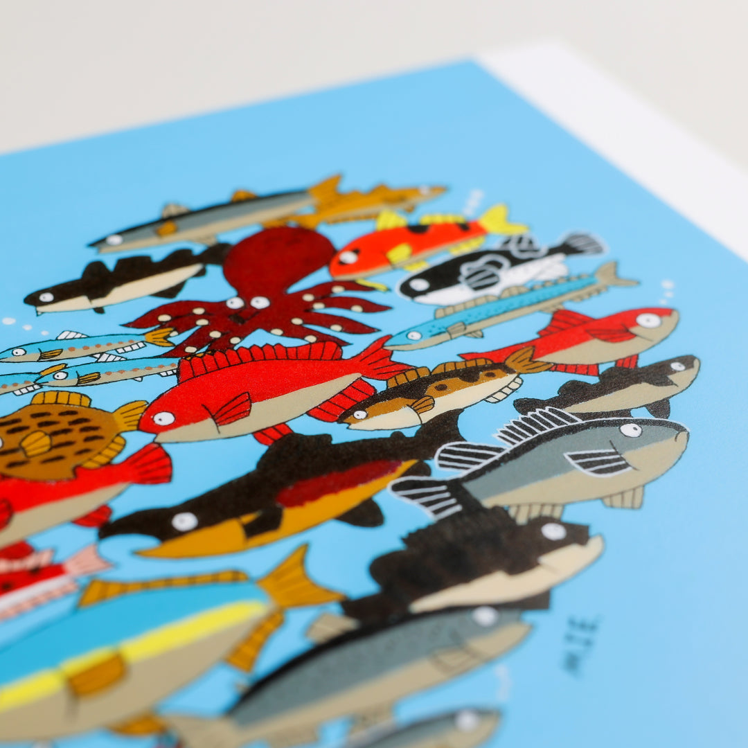 絵画(複製):田中翠恵「寺泊の魚たち」